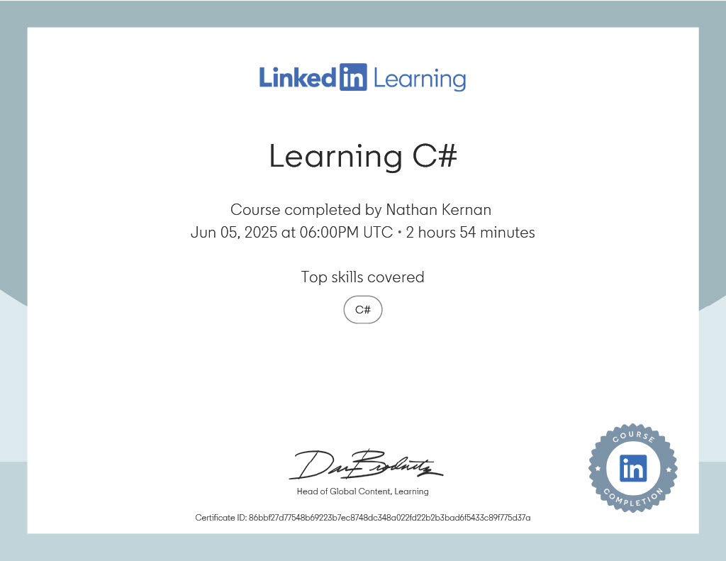 C# Certificate 1